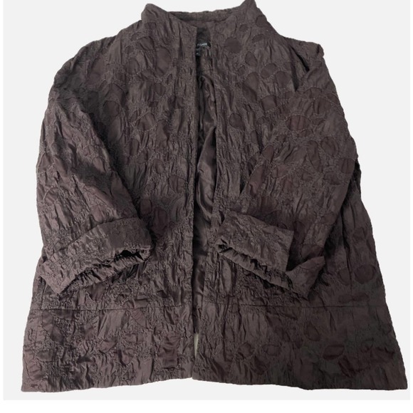 EILEEN FISHER Silk Cutout Textured Open Front Jacket Blazer - XLarge‎ - Picture 7 of 12